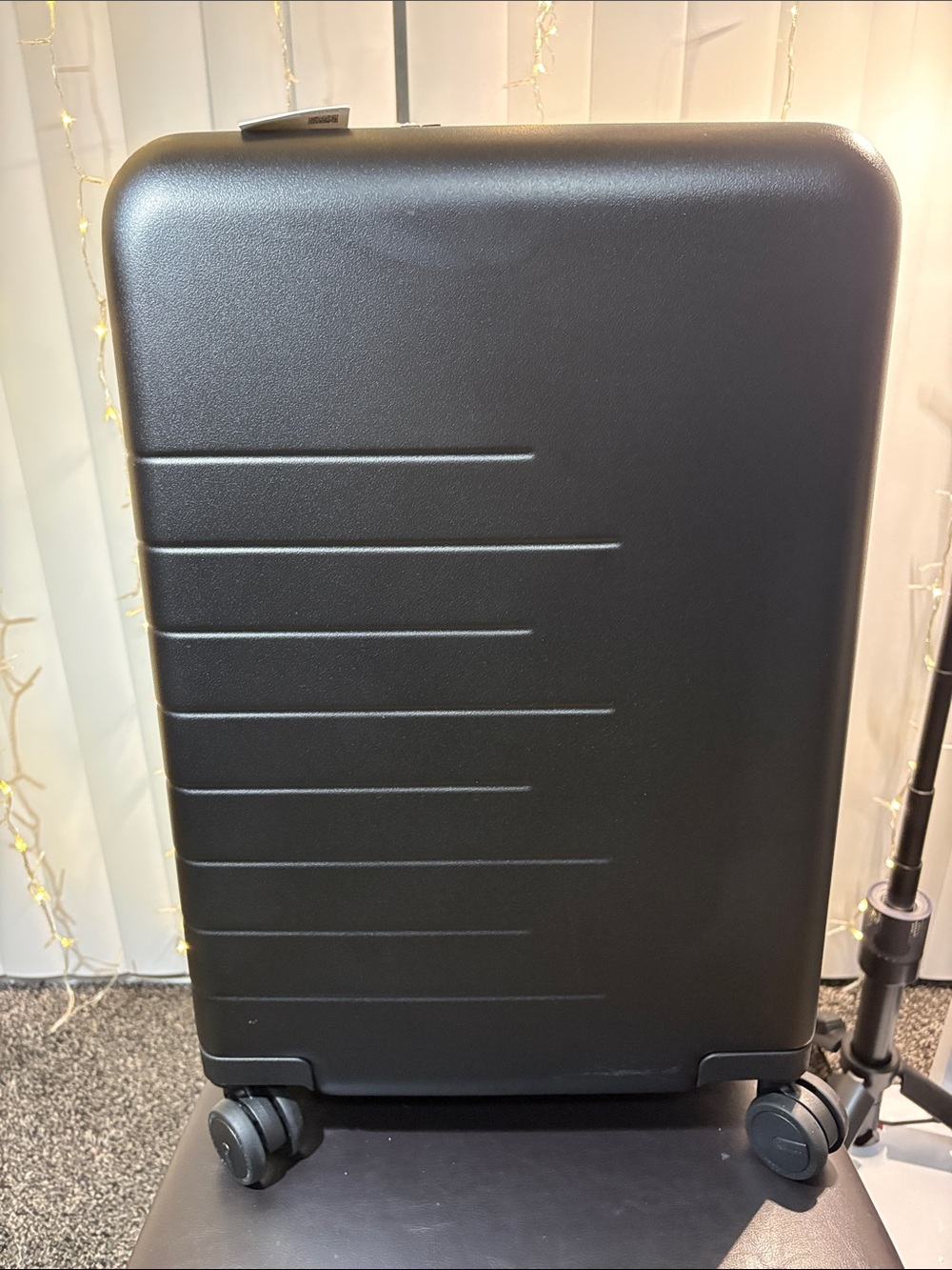 Quince Expandable Carry-On Suitcase Black, includes dust cover, NWT.       #63